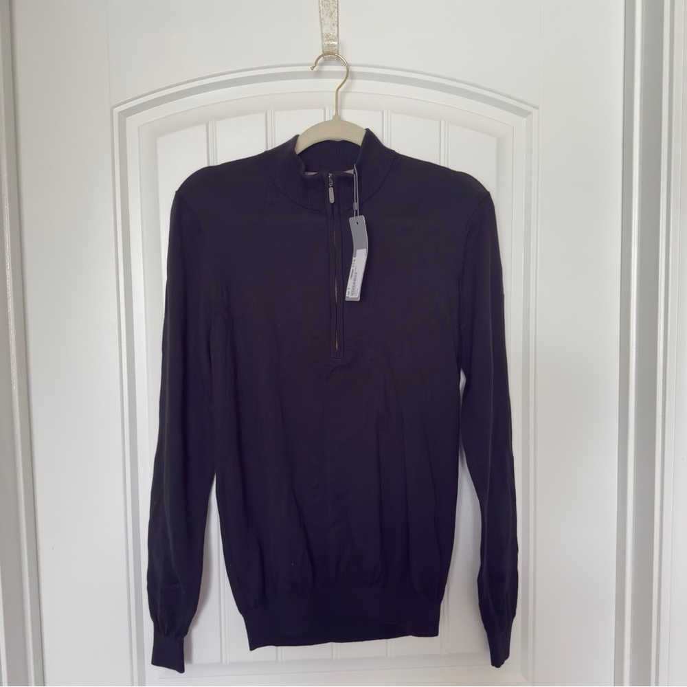 Ashworth Men Small Black‎ 1/4 Zip Pima Cotton Pullover Preppy Old Money